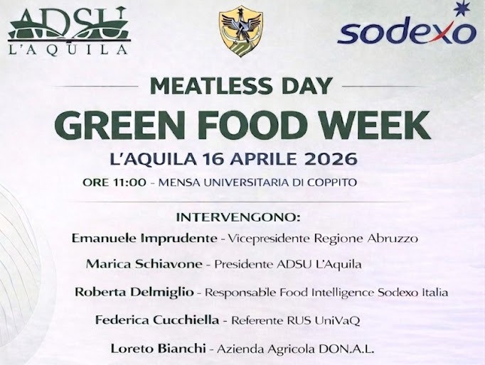 Green Food Week all’Aquila: mense universitarie protagoniste della settimana del cibo sostenibile