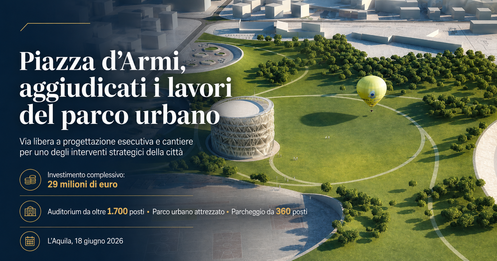 Piazza d’Armi, aggiudicati i lavori del nuovo parco urbano
