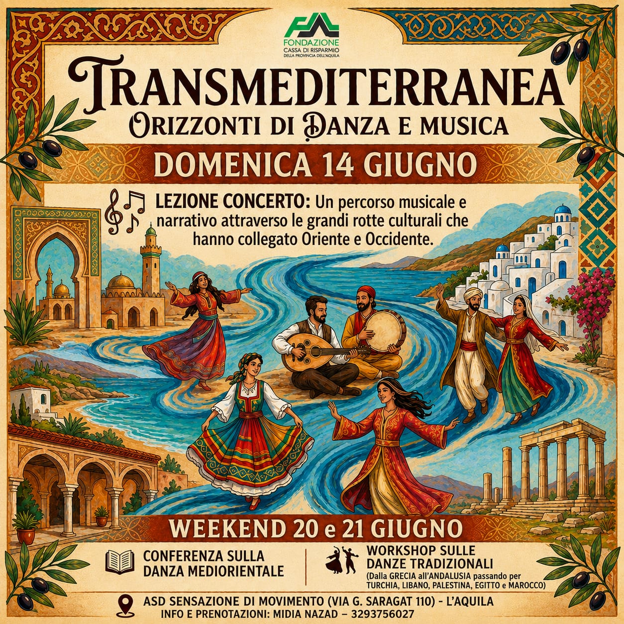 Transmediterranea, all’Aquila danza e musica tra Oriente e Mediterraneo